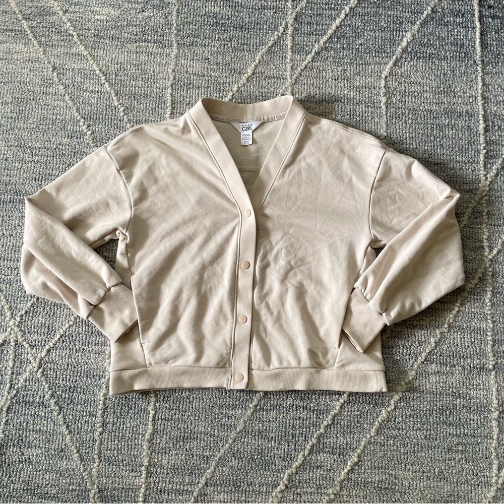 {Athleta} girls cream cardigan sweatshirt